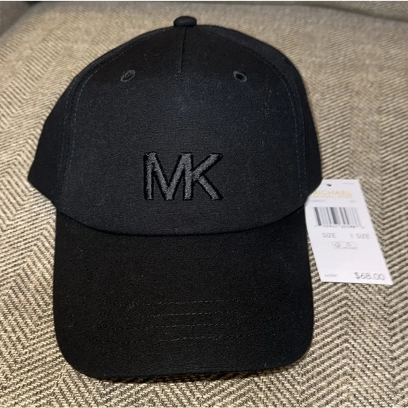 NWT $68 Michael Kors MK Designer Signature MK Logo Adjustable Cap/Hat Black - Picture 1 of 3